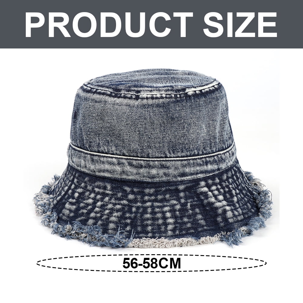 56-58cm hat circumference retro washed old denim fisherman hat men 