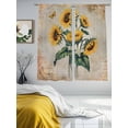 thumbnail image 3 of Sheer Curtains 63 Inches Long 2 Panels, Watercolor Sunflower Green Leaves Butterfly Rod Pocket Curtain Voile Draperies, Retro Shabby Back Light Filtering Window Treatment for Living Room, 3 of 8