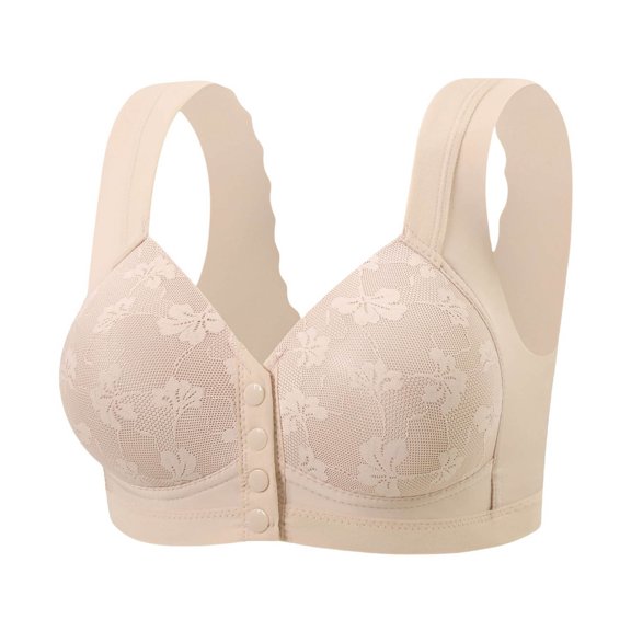 Aofany Front Closure Bras for Women Plus Size Front Buckle Bra Push Up Comfort Senior Wireless Snap Closing Bra Easy To Wear for Middle Aged Elderly T-Shirt Bra Everyday Bra, 36B/C-46B/C