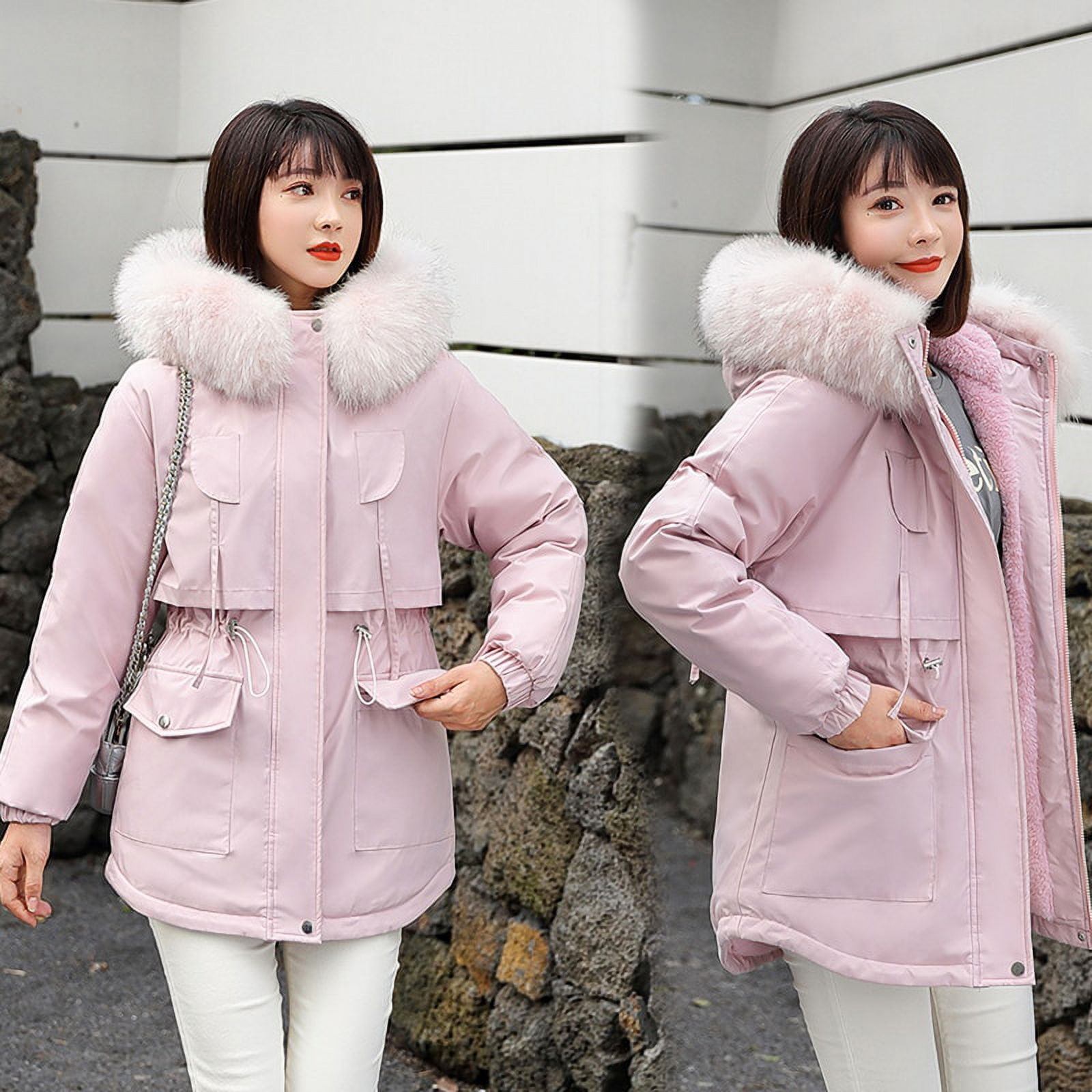 Danceemangoo Winter Jacket Women Short Hooded Down Cotton Coat Winter Cotton Clothes Fashion Korean Loose Cotton Jacket Casual Coat Zm1405, Adult