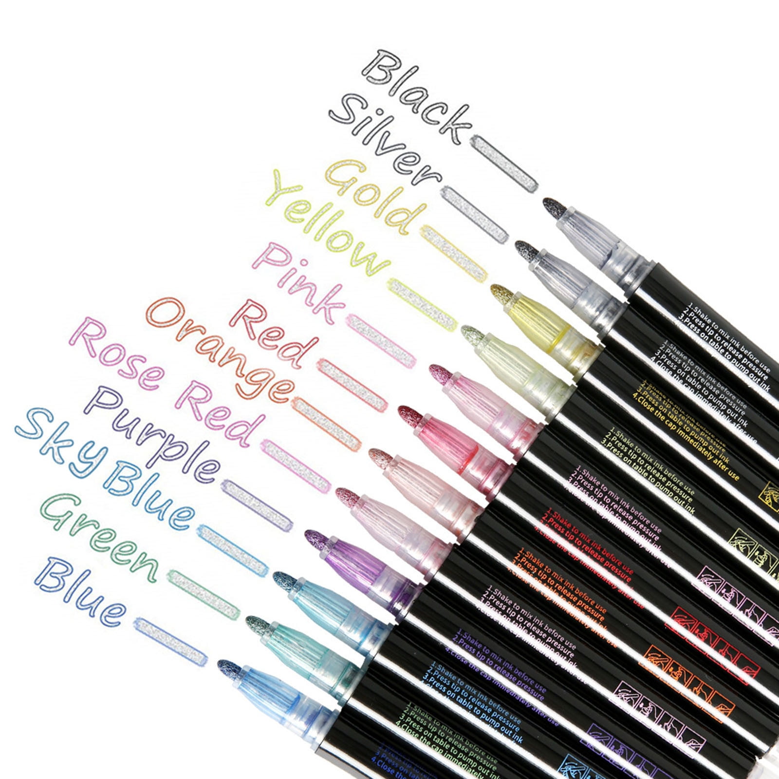 Double Line Pen Color Hand Account Pen Dream Metal Pen Hand-Ed 24 Color Highlighter Marker Pen 10Ml