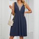 thumbnail image 1 of Vestido De La Honda De Las Mujeres Fiesta Vestido largo Casual Cóctel simple Vestidos largos Traje diario (Azul XL) Cgtredaw Para estrenar, 1 of 1