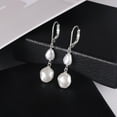 thumbnail image 7 of Lancharmed Silver Plated Stud Earrings for Womens,Round Pearl Pendant Earring Mother Daughter Gift, 7 of 7