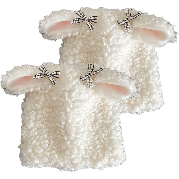 Furry Leg Warmers Women, 1 Pair White Lamb Ear Shape Leg Warmers Sheep Ear Fuzzy Boot Shoes Cuffs Cover Warm Costume Leg Socks