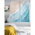 thumbnail image 3 of Summer Blue Beach Wave Sheer Curtains 2 Panels Set Coastal Nautical Watercolor Gradient Ocean Sheer Window Curtains Light Filtering Rod Pocket Voile Drapes for Bedroom Living Room 52"X72", 3 of 9