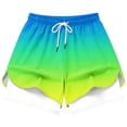 thumbnail image 5 of Ailaofu Womens Gradient 2 in 1 Running Shorts Drawstring Elastic Waist Quick Dry Workout Shorts with Liner for Gym Training, 5 of 6