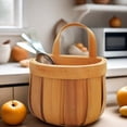 thumbnail image 5 of Round Hanging Wooden Storage Basket with Curved Handle Small Capacity Organizer for Spices Accessories Sundries Kitchen Bathroom and Office,Yellow, 5 of 5