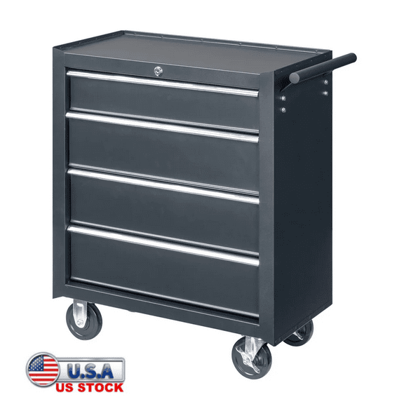 Tcbosik 4-Drawer Tool Chest with Wheels & Lock, Rolling Tool Box, Metal Storage Cabinet for Garage, Warehouse & Repair Shop, Black