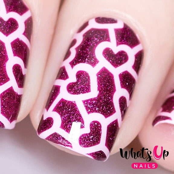 Whats Up Nails - Heart Network Vinyl Stencils Nail Art Design
