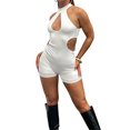 thumbnail image 3 of Biekopu Women Romper, Sleeveless Hanging Neck Solid Color Cutout Spring Summer Wrapped Short Jumpsuit, 3 of 6