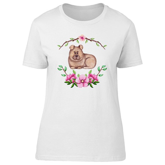 Cute Dog And Spring Flowers Tee Women's -Image by Shutterstock