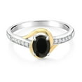 thumbnail image 2 of Gem Stone King 10K Yellow Gold and 925 Sterling Silver Black Onyx and White Lab Grown Diamond Engagement Ring for Women (0.78 Cttw, Available in Size 5, 6, 7, 8, 9), 2 of 4