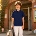 thumbnail image 5 of Boys Polo Shirts School Uniform Collared Tops Kids | breathable and Qick Dry, Classic Collared Design, 2 Pack Value Yellow 140, 5 of 6