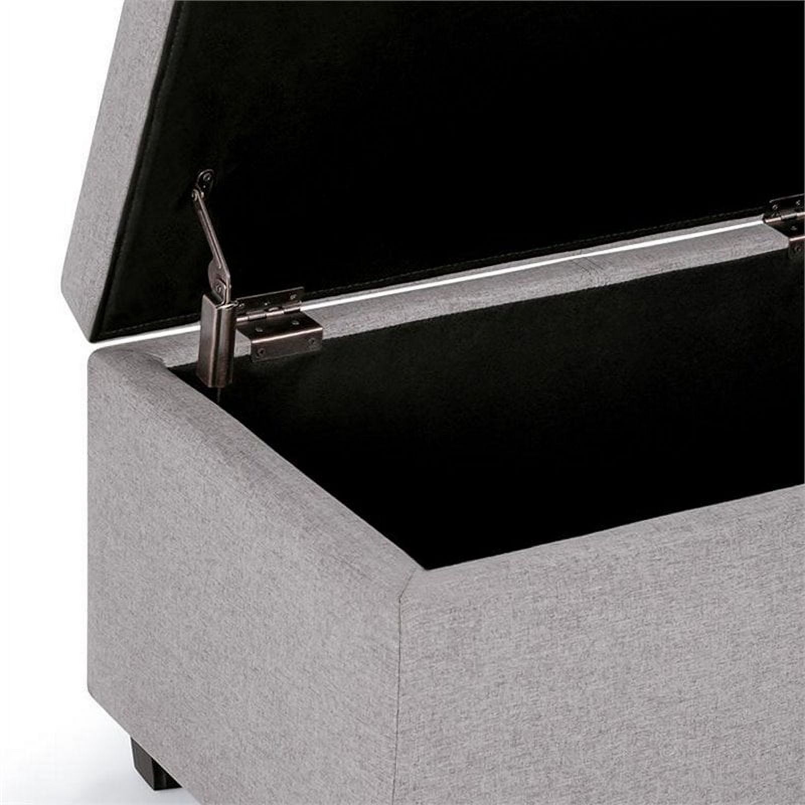 Avalon 48 inch Wide Contemporary Storage Ottoman Bench in Cloud Grey Linen Look Fabric