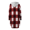 thumbnail image 6 of Trikvn Women's Long Plaid Coat Zip Up Hooded Jacket Longline Flannel Duster Outerwear Fall Trench Coat with Chest Pockets Casual Trendy Winter Overcoat, 6 of 6