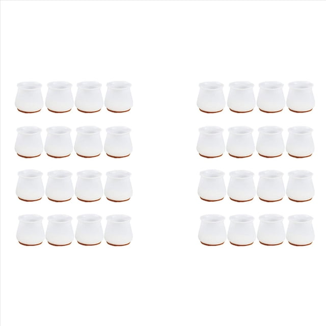 Tapas de Silicona para Patas de Sillas con Almohadillas de Fieltro-Fundas de Patas de Mesa de Movimiento Libre, 32 Piezas Protectores de Patas para Taburetes - Transparente