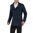 thumbnail image 4 of INSPIRE CHIC Men's Winter Trench Coat Stand Collar Double Breasted Pea Coats M Navy Blue, 4 of 7