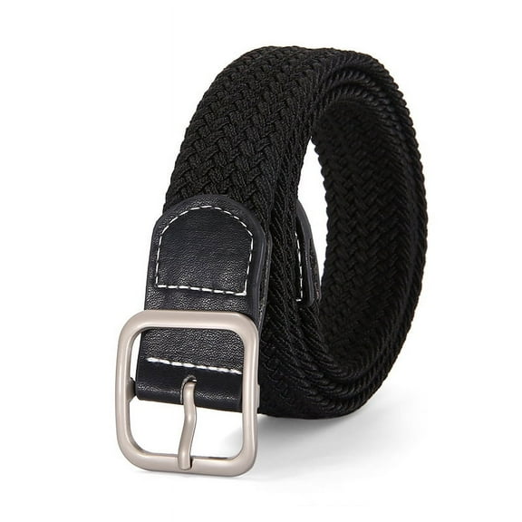 Nvzi Stretch Belt for Men, Men Elastic Woven Braided Belt 1 3/8 Casual Belt Golf Belt for Jeans Pants(Black)