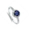 thumbnail image 4 of CHOOSE YOUR COLOR Clear CZ Circle Solitaire Elegant Ring .925 Sterling Silver Band Blue Female Size 5, 4 of 4