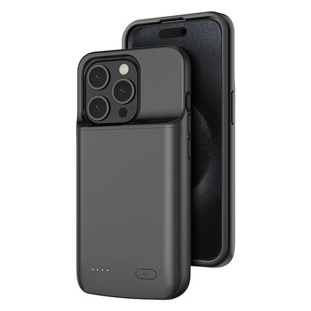 iPhone 15/15 Pro Battery Case 6.1 inch, 5000mAh Ultra Thin Portable Power Charging Case Extended Battery Pack Power Bank Black
