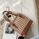 thumbnail image 2 of Bolsa de tela escocesa retro Mujer PU Cubo Totes de hombro casuales (marrón) Ehuebsd Para Estrenar, 2 of 9