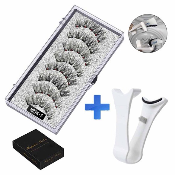 Reusable Magnetic Eyelash Kit with Tweezers Premium Fiber Lashes Easy Application Multiple Styles