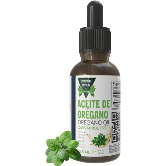 Green Royalty Liquid Oregano Oil 1oz – Herbal Supplement with Carvacrol 75%, Easy-to-Use Dropper