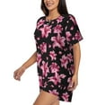 thumbnail image 2 of Fuzoiu Lilies Flowers Print Women's Short-Sleeved Pajama Set,Lounge Sleepwear Set,Womens Pajama Sets 2 Piece,Button-Up Top and Shorts with Pockets-3X-Large, 2 of 7