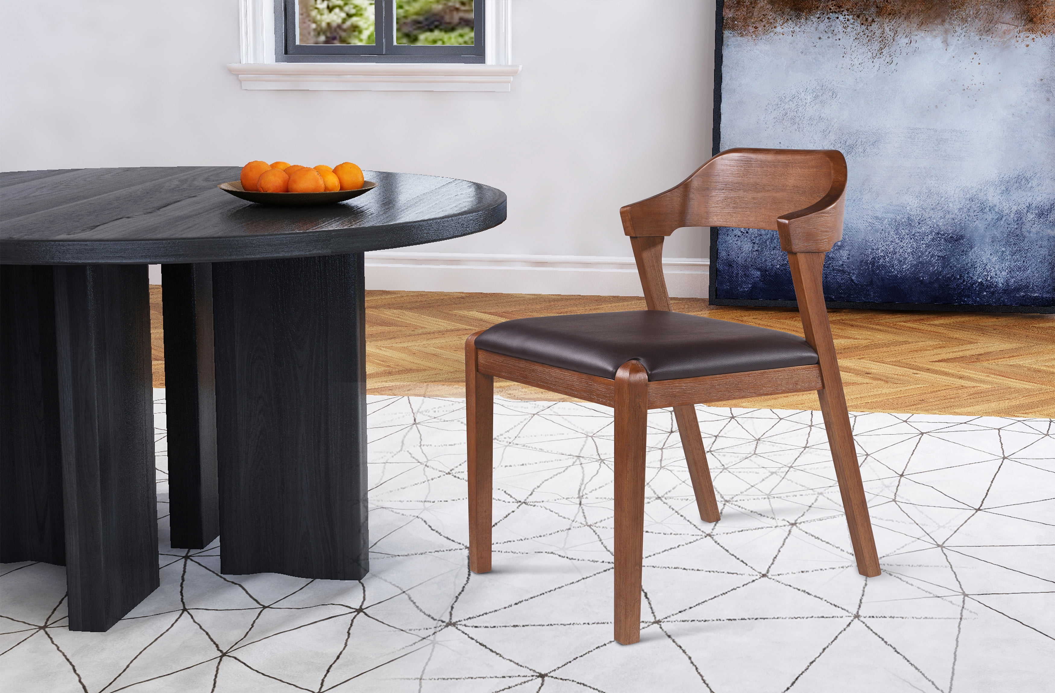 Boraam Rasmus Faux Leather and Wood Dining Room Side Chair