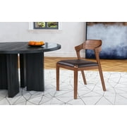 Boraam Rasmus Faux Leather and Wood Dining Room Side Chair, Chestnut Wire-Brush Finish