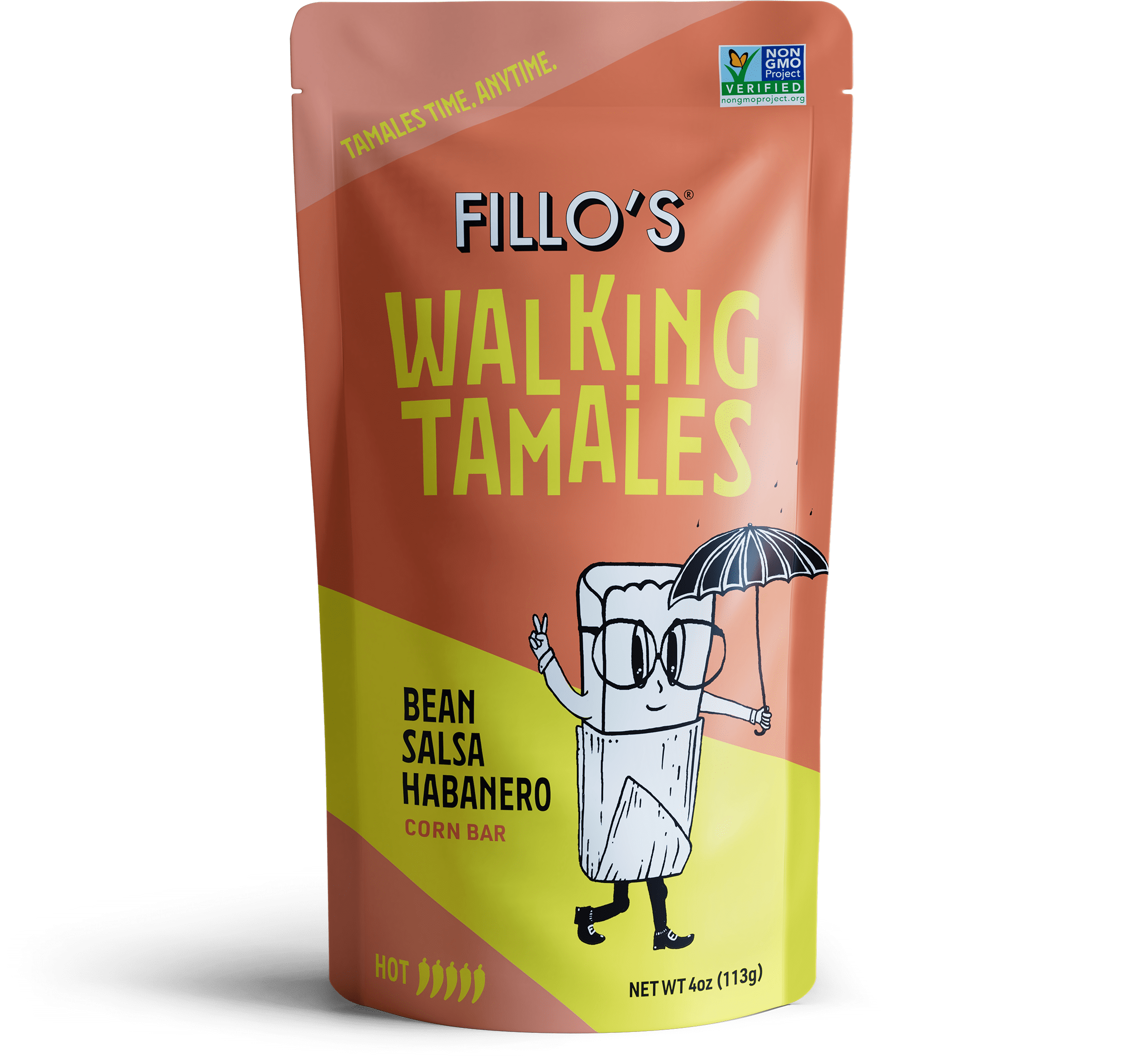 FILLO'S Walking Tamales Bean Salsa Habanero Tamale, 1 Ct