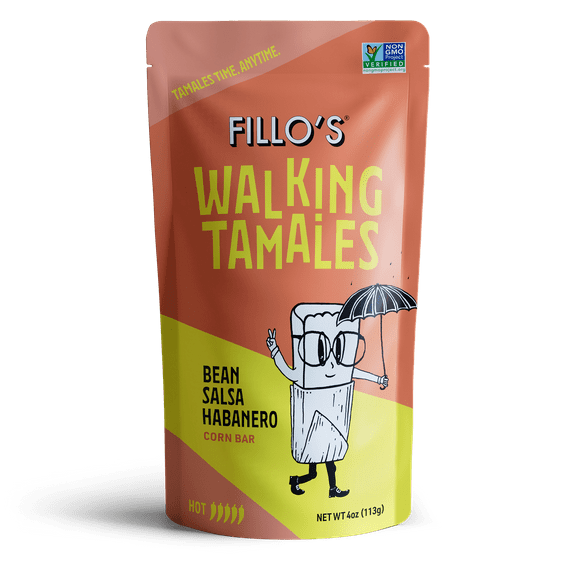 FILLO'S Walking Tamales Bean Salsa Habanero Tamale, 4 oz, (Shelf-Stable)