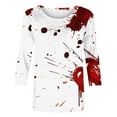 thumbnail image 4 of Virmaxy Womens 2024 Halloween Casual Letter Printed Round Neck 7/4 Sleeve T-Shirt Top Fashion Casual Color Letters Printing Round Neck 3/4 Sleeve T-shirt Tops Blouse Multicolor-36 M, 4 of 5