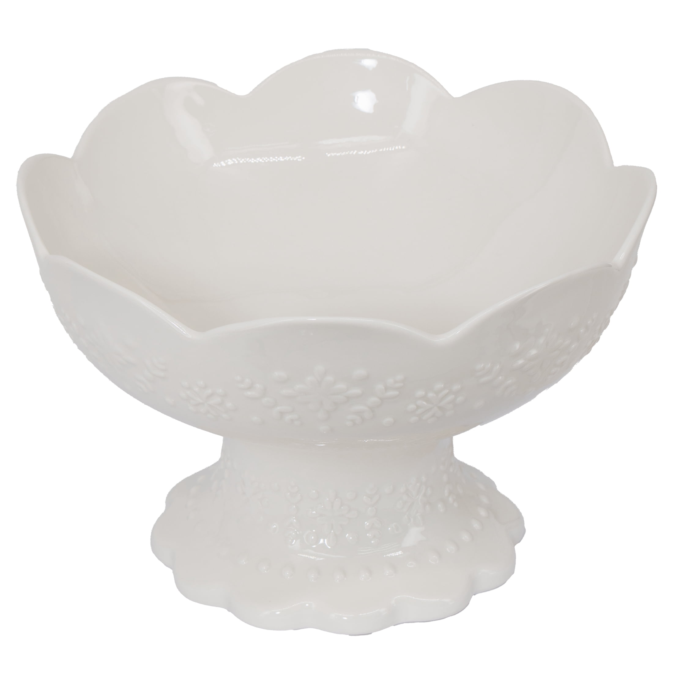 My Texas House Christmas Decorative Footed Bowl, White, 10"