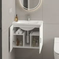 thumbnail image 3 of Seetaras Modern Bathroom Vanity With Sink Wall Mounted Bathroom Cabinet with Ceramic Basin 2 Doors Storage Space Saver Organizer for Home Hotel (Excluding Faucets), 3 of 9