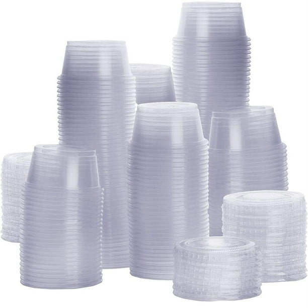 2 oz Plastic Clear Disposable Portion Cups with Lids for Jello Shot Cup BPA Free