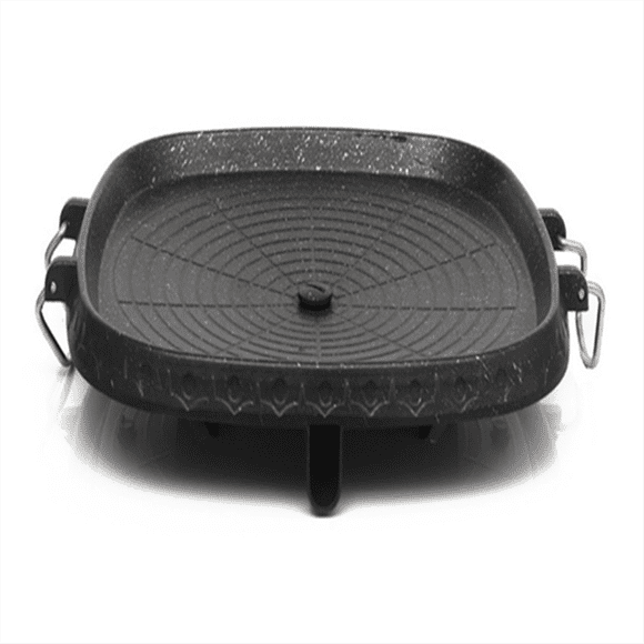 Korean BBQ Grill Pan Korean Style Square BBQ Plate with Stone Portable Gas Stove Barbecue Grill Home Outdoor Cooking
