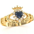 thumbnail image 2 of Claddagh Lab-Created Sapphire Diamond Ring In Solid 14k Yellow Gold, 2 of 6