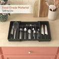 thumbnail image 4 of Norcho Silverware Drawer Organizer, Expandable Utensil Tray for Kitchen, Cutlery and Flatware Holder, Adjustable Storage for Spoons, Forks and Knives, 13–22 x 15", Black, 4 of 8