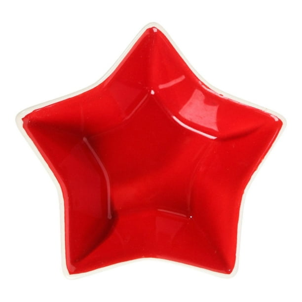 Plato de fruta navideña, cuenco para dulces navideños, decoración creativa, plato de cena, cuenco de cerámica para servir como obsequios de fiesta, Estrella y rojo