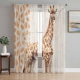 thumbnail image 2 of Sheer Curtains 84 inches Long 2 Panels Set Vintage Watercolor Light Filtering Sheer Drapes Rod Pocket Window Curtains for Living Room/Bedroom, Giraffe Texture Brown, 2 of 8