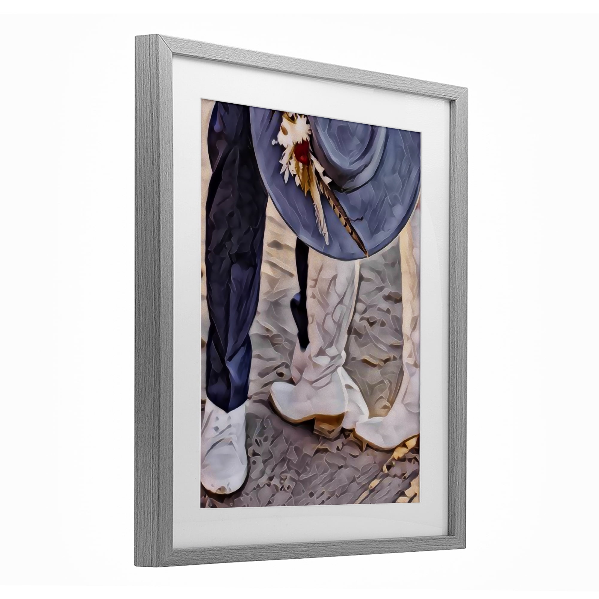 Elope In The Desert Gray Framed Print Under Glass, design by Jesse Keith