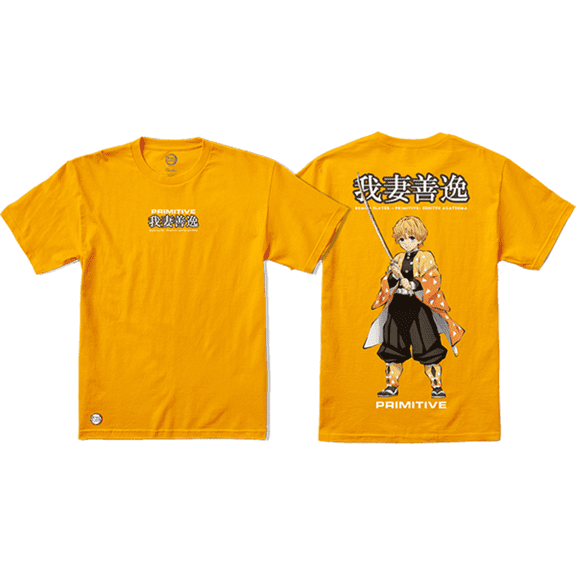 Primitive Skateboarding Zenitsu Agatsuma Short Sleeve T-Shirt Gold, Small, Men's