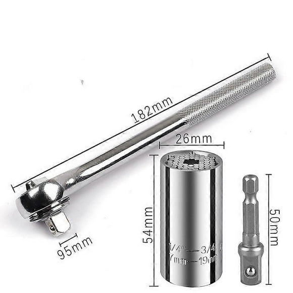 Adaptador de llave de vaso universal, adaptador de mango de llave de vaso profesional de 1/4 a 3/4 de pulgada (7-19 mm), herramientas, regalos para hombres, él, esposo, papá, familia