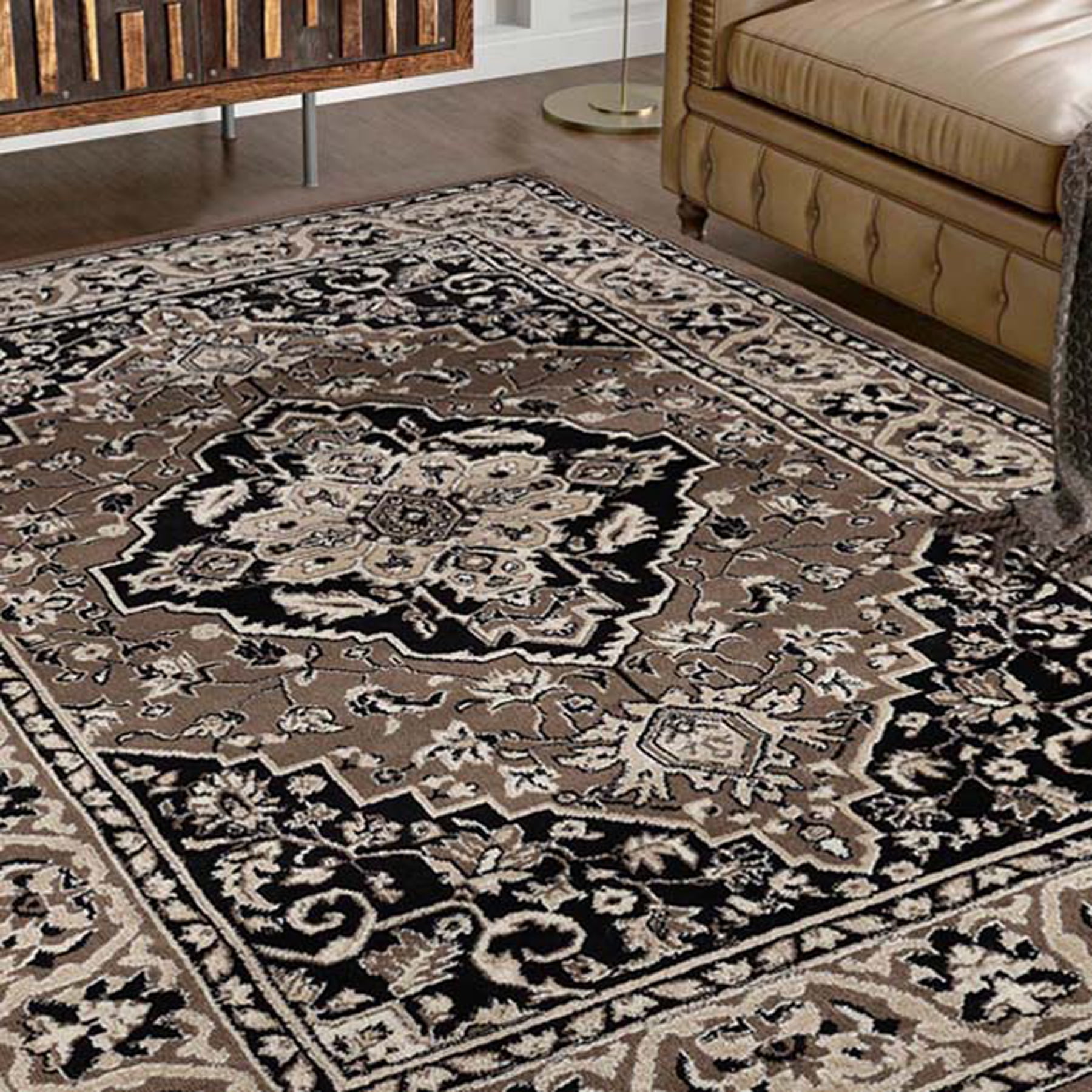 Superior Glendale Oriental Medallion Indoor Area Rug, 8'6"x11'6", Brown