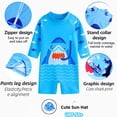 thumbnail image 3 of Baby Infant Boys Swimsuit One-Piece with Sun Hat Long Sleeve UPF 50+ Rash Guard Swimwear for Boys 3-24 Months, 3 of 7