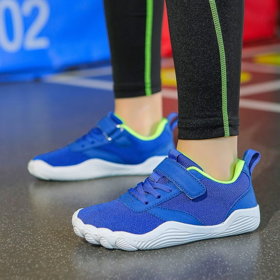 ZHOGXU Big Girls Boys Sneakers Soft Sole Non Slip Lace Up Comfortable Breathable Casual Sports Shoes For Outdoor Activities Blue 25