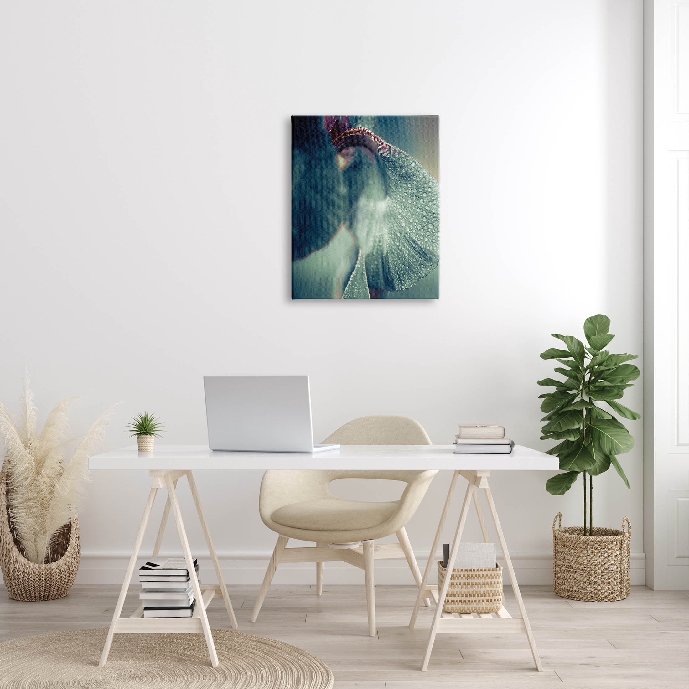 Close Up Water Drip Petals Botanical & Floral Photograph Gallery Wrapped Canvas Print Wall Art