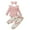 Pink, variant on Dooleck Ribbed Baby Clothes Infant Girl Ruffle Bodysuit Floral Halen Pant Outfit Set