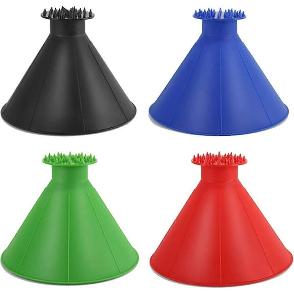 Ice Scraper for Car Windshield Windscreen Ice Cone Refueling Funnel Snow Shovel Wiper Brush Round Scraper Removal(4pcs )